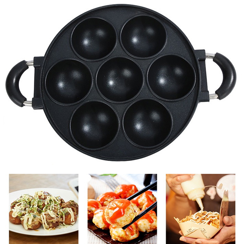 Egg Waffle Pan - 鋳鉄製のomelette鍋、焦げ付き防止調理鍋、朝食卵調理用粘土、調理器具キッチン用品、7穴