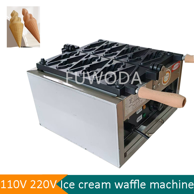 Waffle Cone Maker - 電気式アイスクリームワッフルコーン製造機 6個入り 工場価格 アイスクリームたい焼きメーカー 人気販売中 ワッフルコーンマシン
