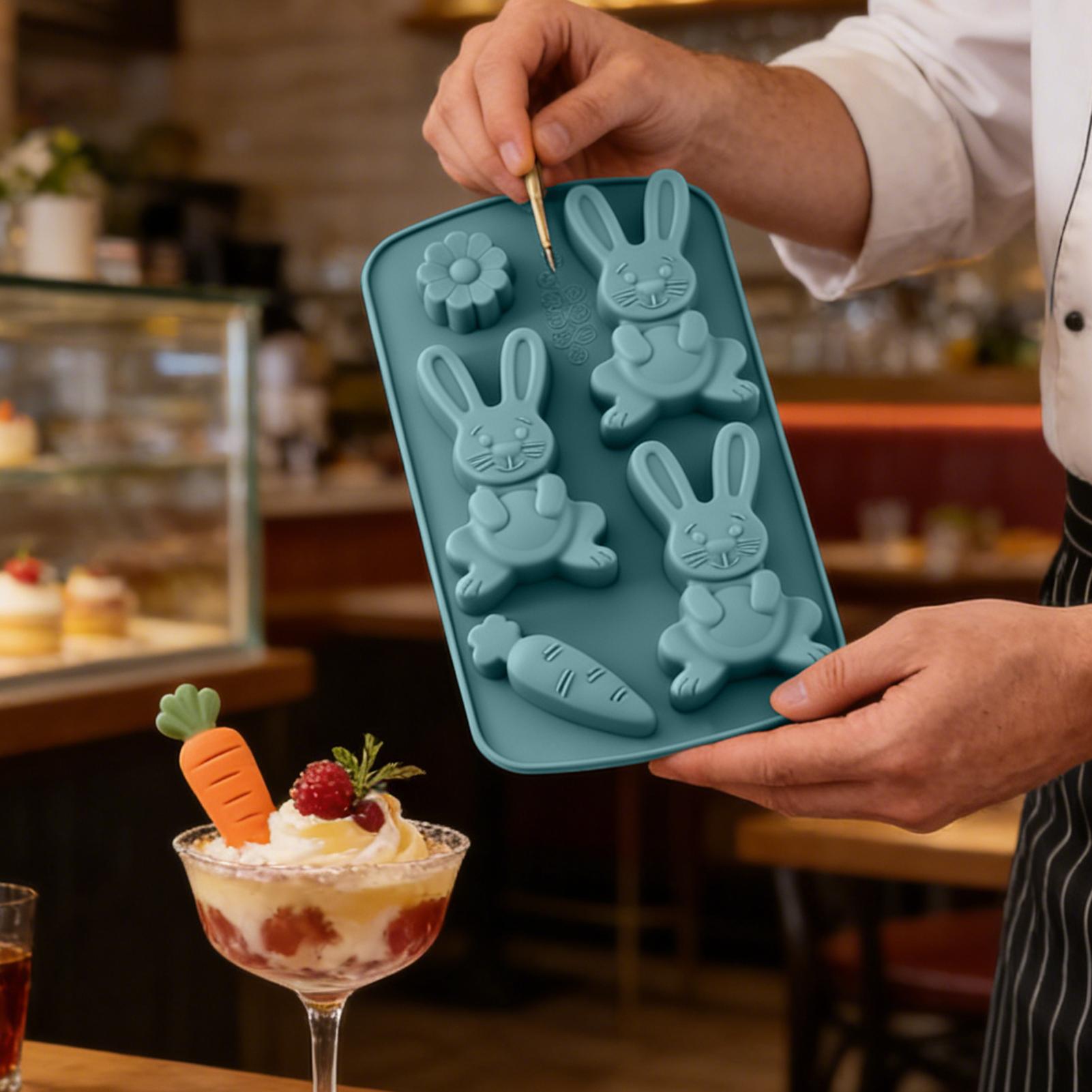 Bunny Cake Mold - イースターバニー型 ノンスティック 3Dバニー型 レジンモールド グミ、アイス、ゼリー、ペストリー、ケーキデコレーション、石鹸、チョコレート、カップケーキ用