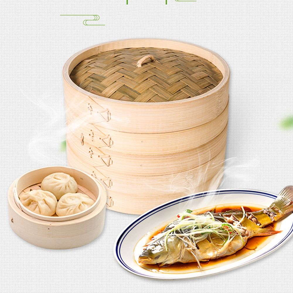 中華蒸し器 竹蒸し器 蓋付き点心蒸し器 餃子蒸し器 野菜蒸し - Bao Steamer Bamboo のレビューと価格