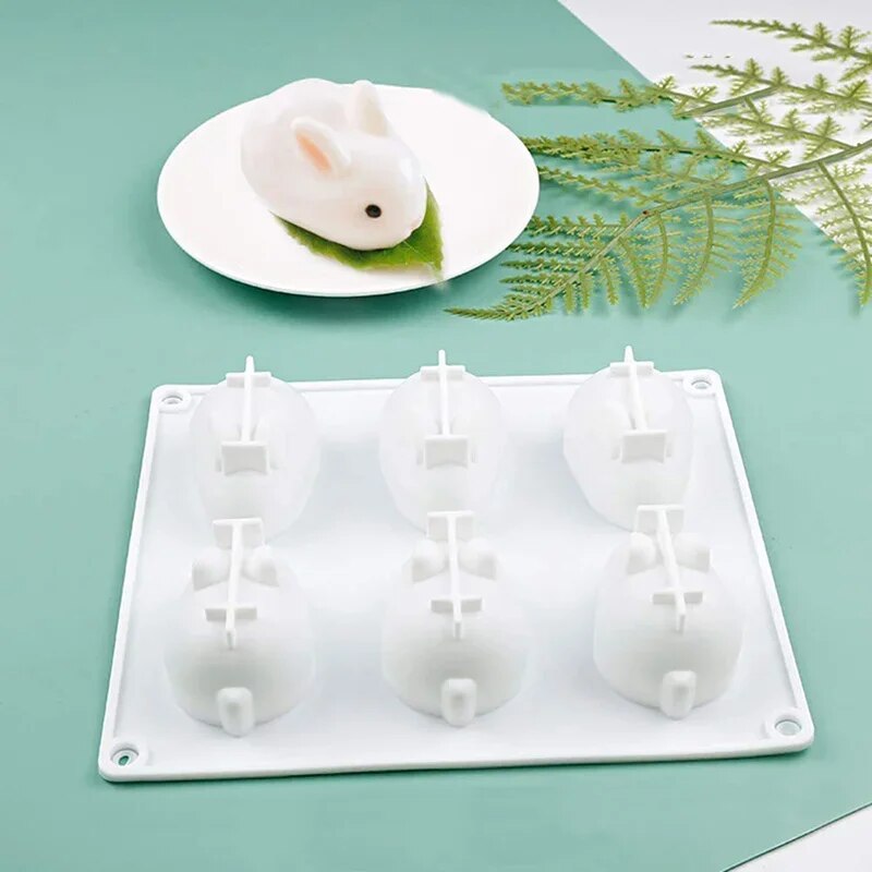 シリコン製うさぎ型フォンダンバニー型 6個取り ムースケーキ - Bunny Cake Mold のレビューと価格