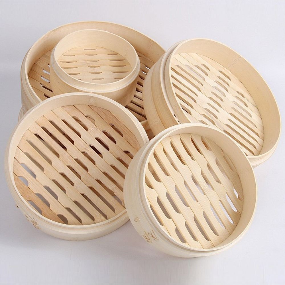 中国蒸し器 竹蒸し器 蓋付き蒸し器 蒸しかご 肉まん、野菜、 - Bao Steamer Bamboo のレビューと価格