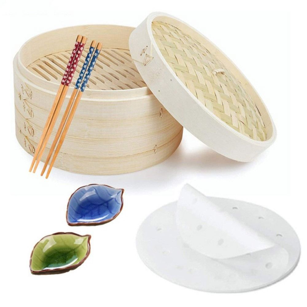 中華蒸し器 竹蒸し器 点心料理用 蒸しパン用蒸し器バスケット - Bao Steamer Bamboo のレビューと価格