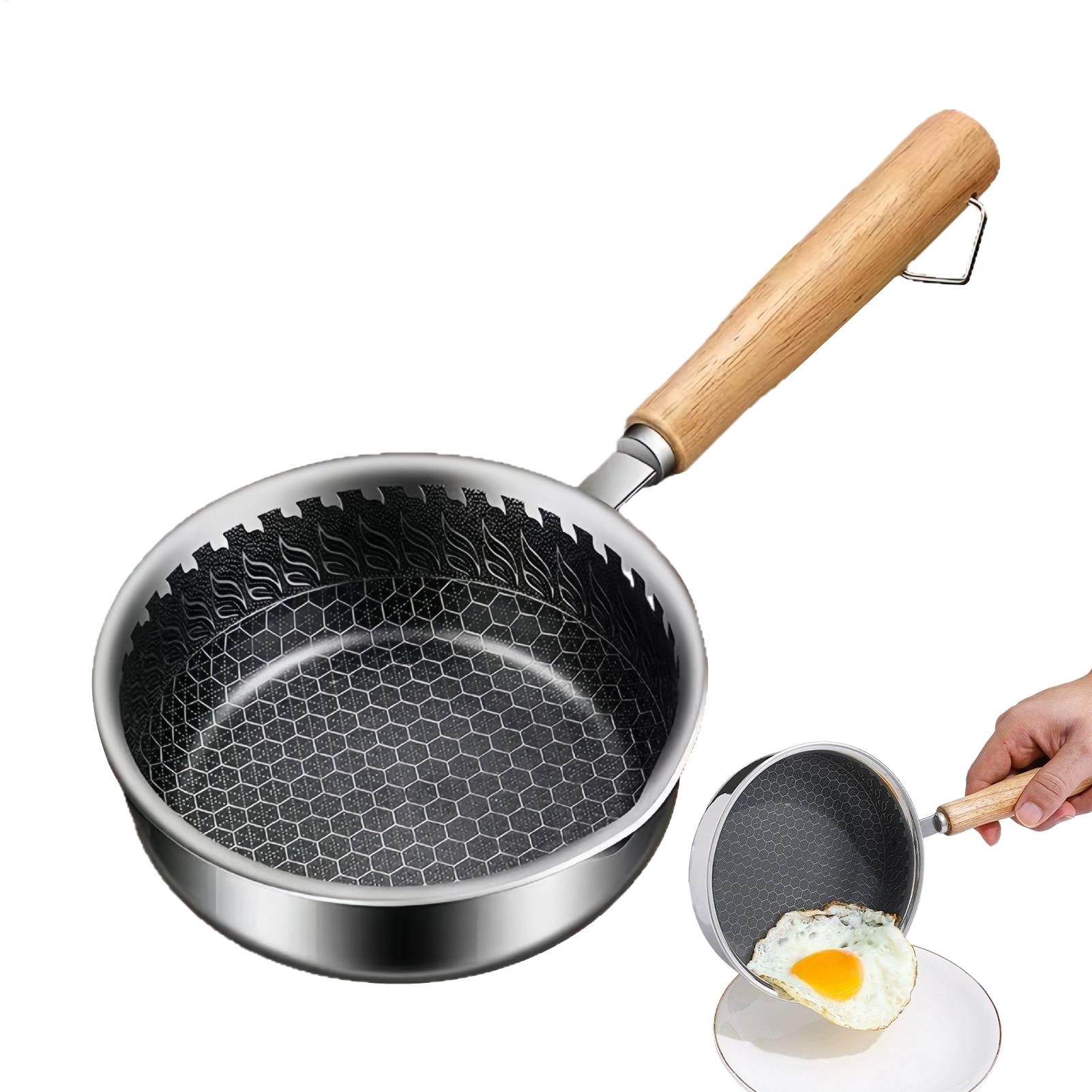 ノンスティックミニフライパン木製ハンドル付きスキレットソース - Egg Waffle Pan のレビューと価格