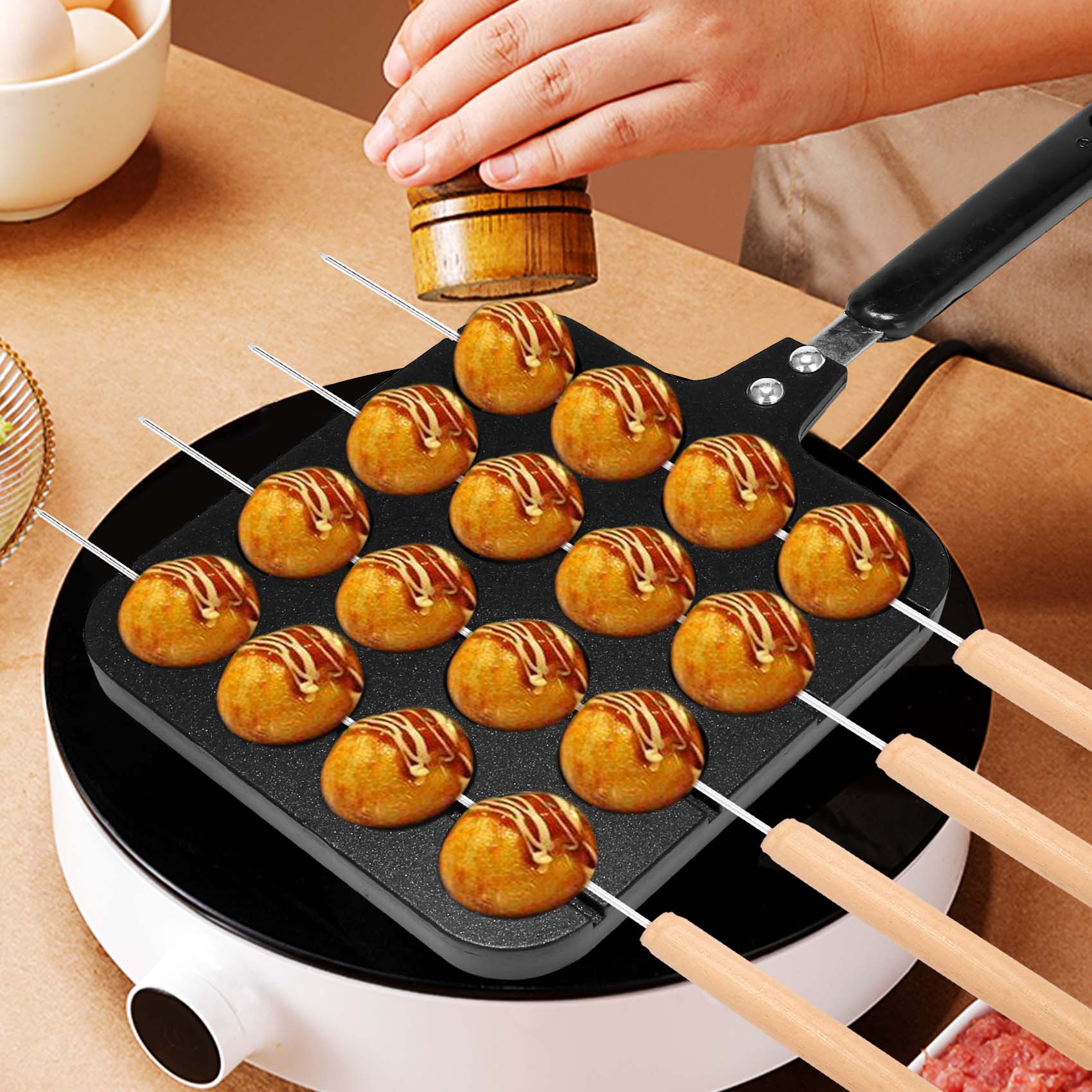 F-T 16穴アルミたこ焼き器グリルパンたこ焼きプレート家庭 - Takoyaki Grill Plate のレビューと価格
